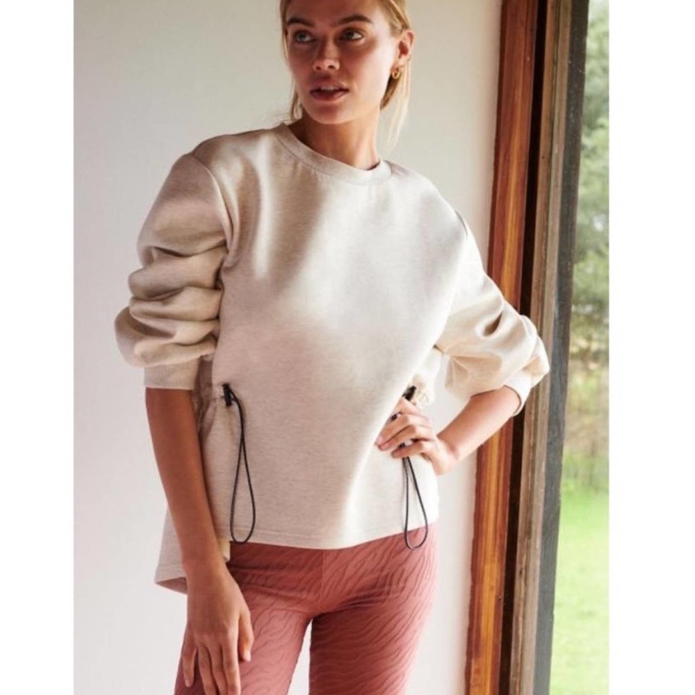 Varley Cinched Pullover Sweatshirt oatmeal beige sz XS